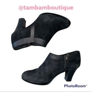 Clarks Black Suede Booties